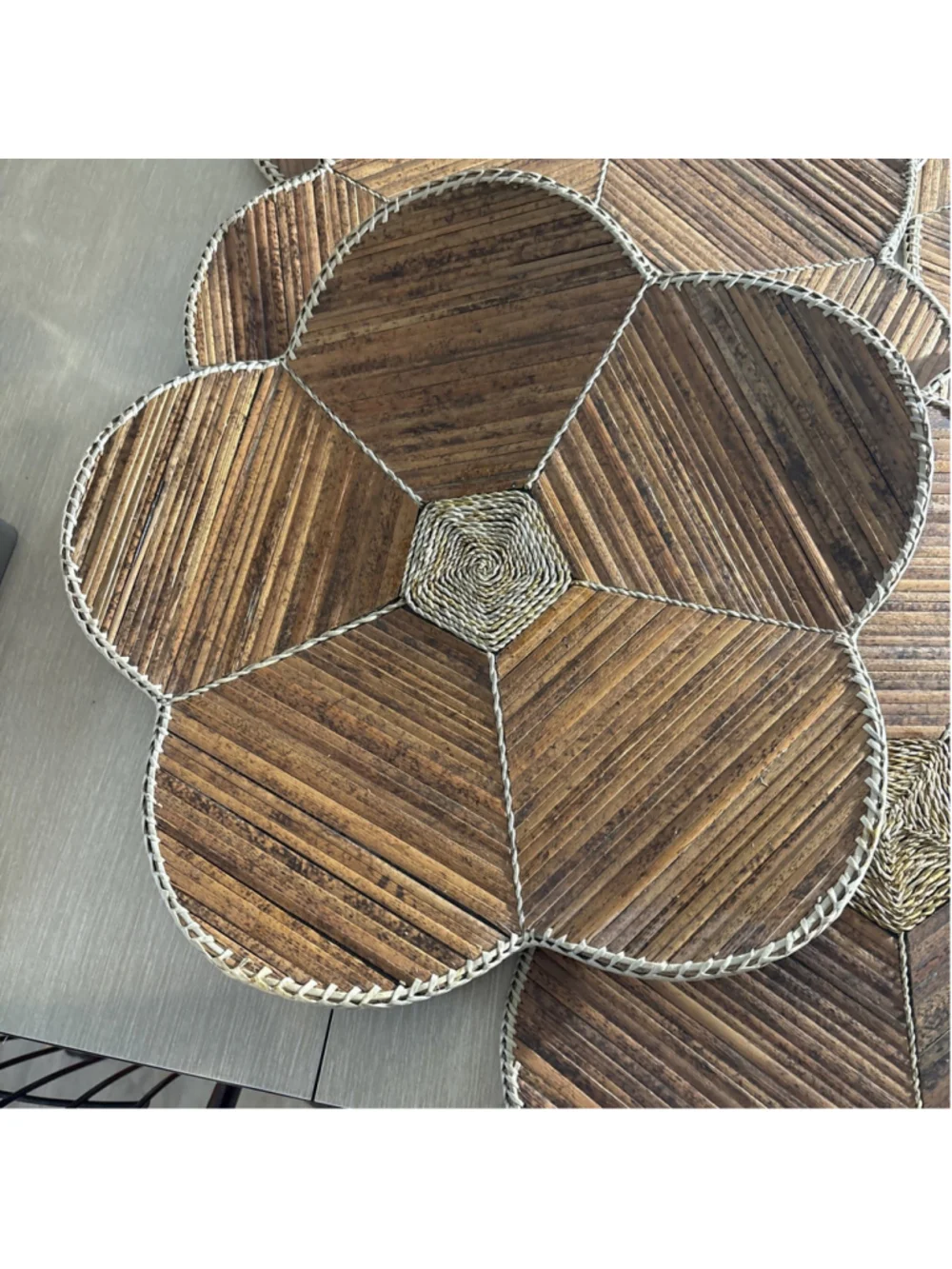 Vintage Natural Recycled Material Pier 1 Brown Flower Placemats 6 New w/o Tag